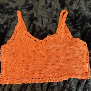 No Boundaries Orange Crochet Camisole